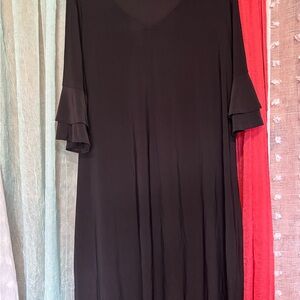 Cato- Elegant Black Dress with Ruffle Sleeves